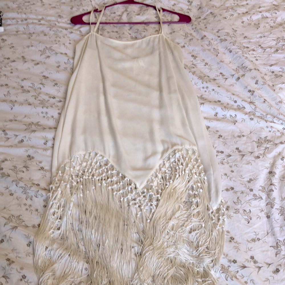 Leith pearl colored fringe dress
